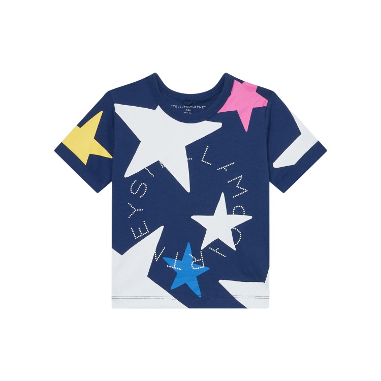 STELLA McCARTNEY T-shirt blu con stampa multicolor bambini