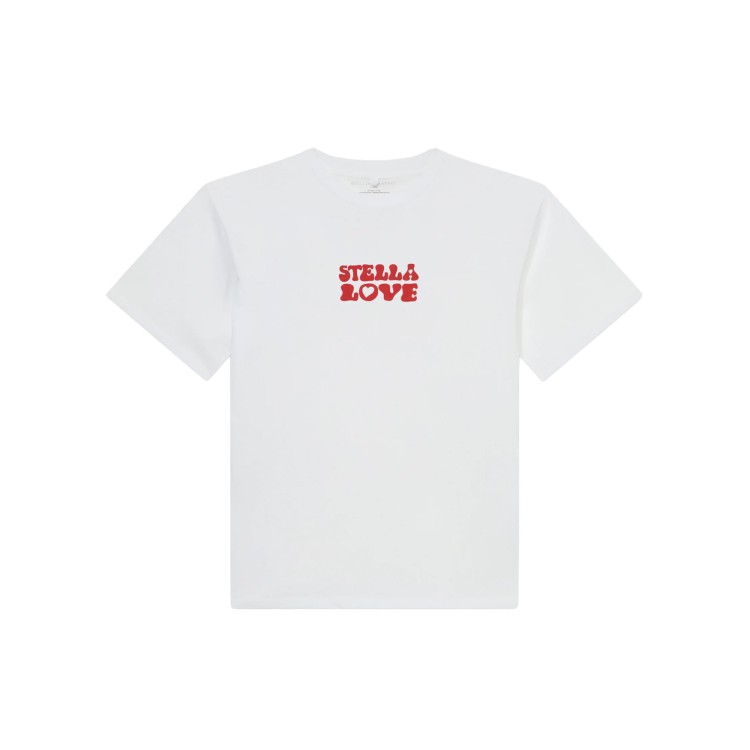 STELLA McCARTNEY T-shirt bianca con stampa rossa bambina