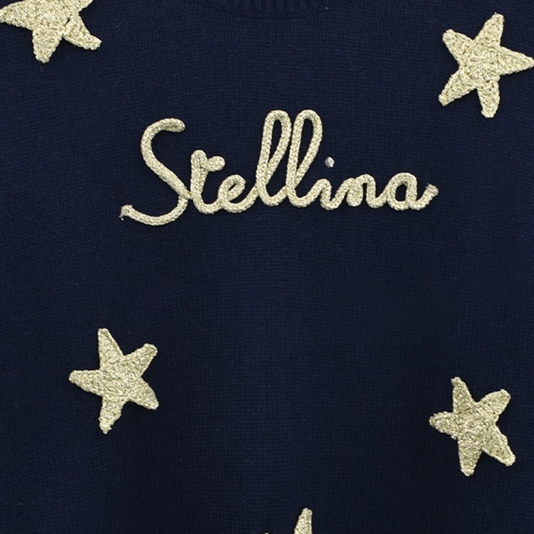 SAINT BARTH Maglione blu navy "stellina" bambina