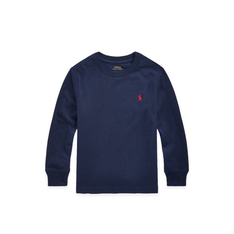 RALPH LAUREN T-shirt navy a maniche lunghe bambini