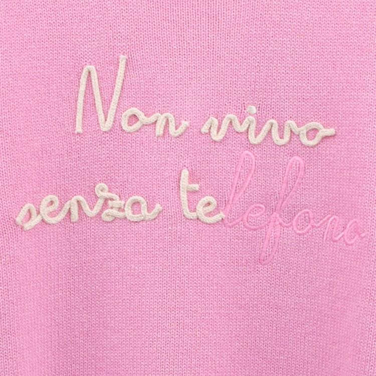 SAINT BARTH Maglione rosa "non vivo più senza telefono" bambina