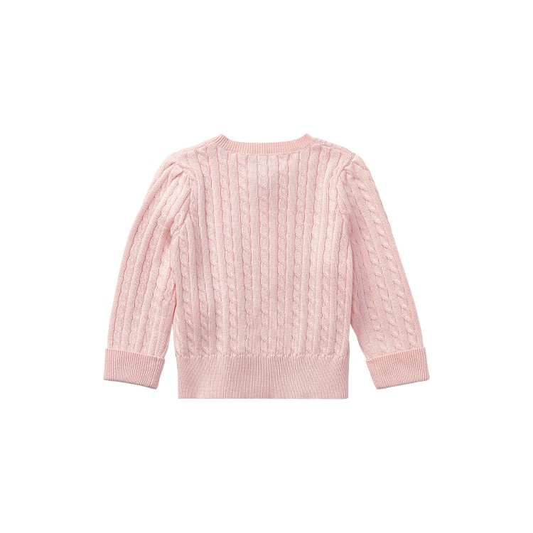 RALPH LAUREN Cardigan rosa a trecce neonata