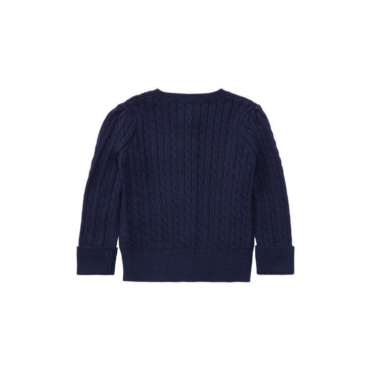 RALPH LAUREN Cardigan blu navy a trecce neonata