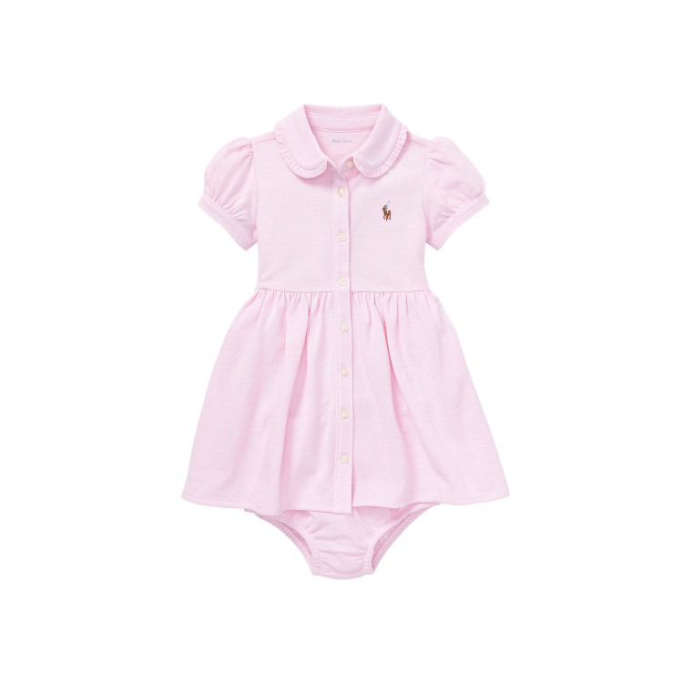 RALPH LAUREN Completo rosa abitino e bloomer neonata
