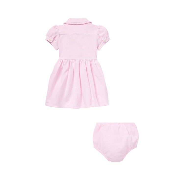 RALPH LAUREN Completo rosa abitino e bloomer neonata
