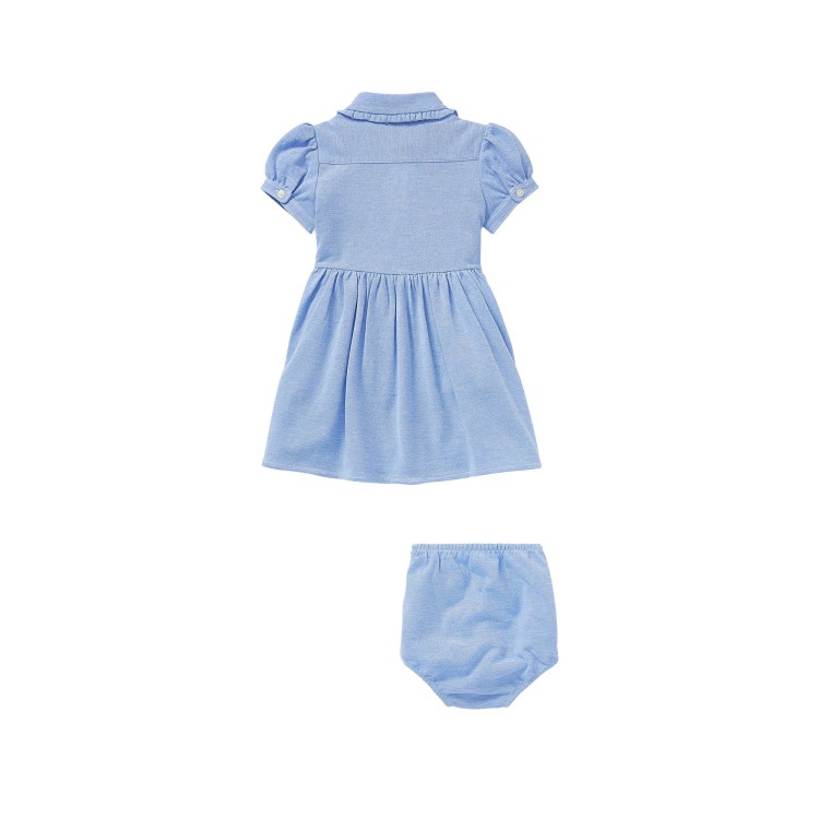 RALPH LAUREN Completo celeste abitino e bloomer neonata