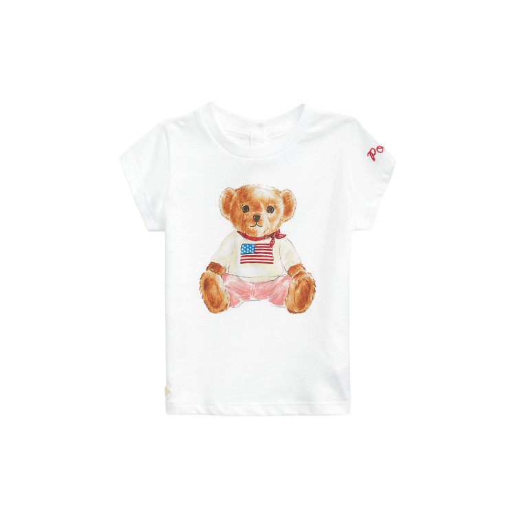 RALPH LAUREN T-shirt bianca Polo Bear neonata