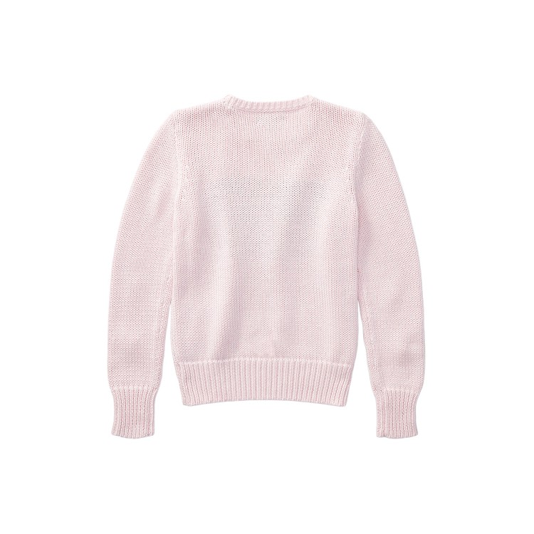 RALPH LAUREN Maglione rosa in cotone con bandiera bambina