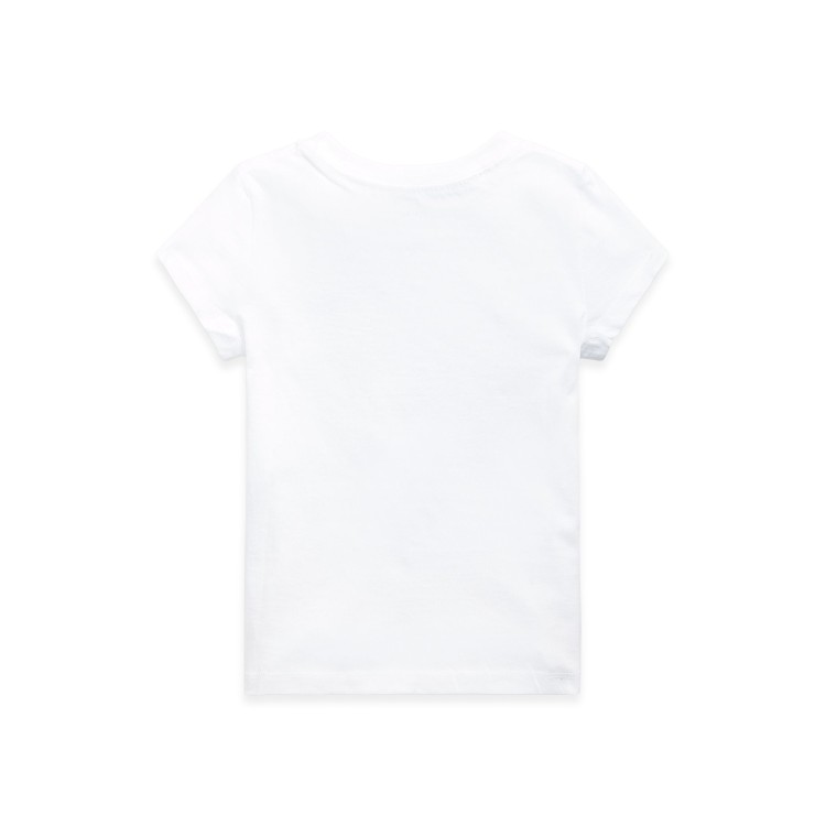 RALPH LAUREN T-shirt bianca con logo rosa bambina