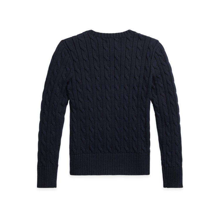 RALPH LAUREN Maglia navy in cotone a trecce bambina