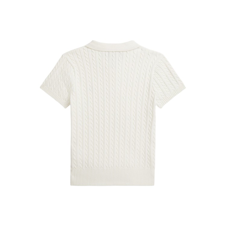 RALPH LAUREN Polo bianca in maglia a trecce bambina