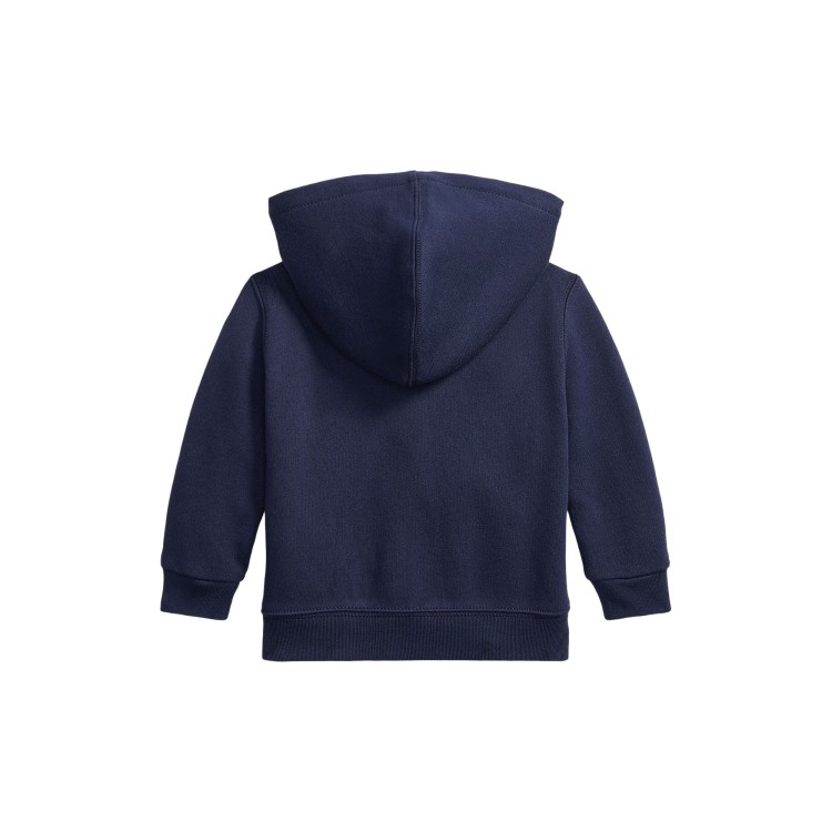 RALPH LAUREN Felpa navy full-zip con cappuccio neonati