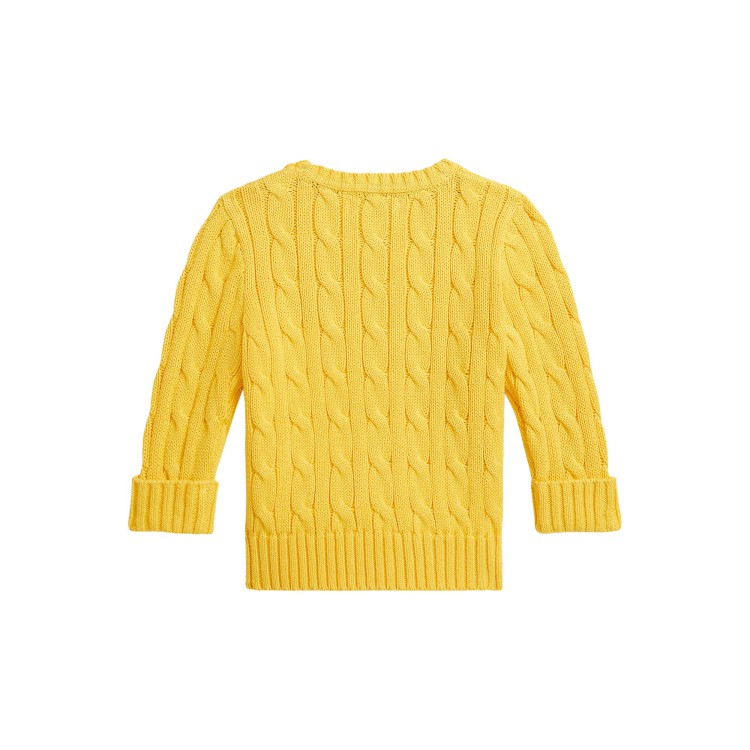 RALPH LAUREN Maglia gialla a trecce in cotone neonati