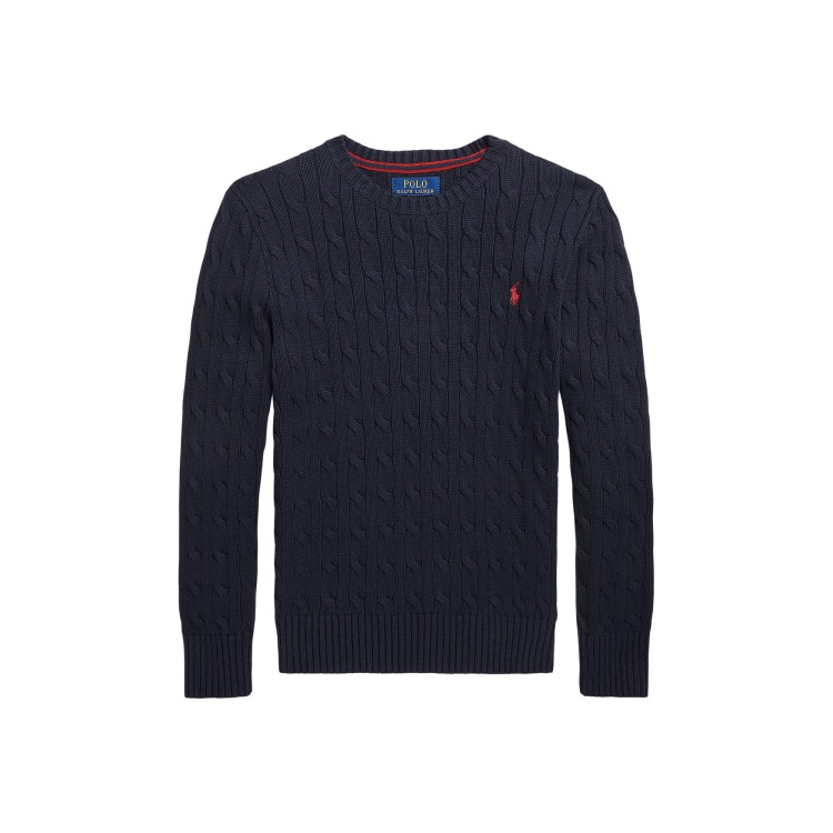 RALPH LAUREN Maglione blu navy a trecce bambini