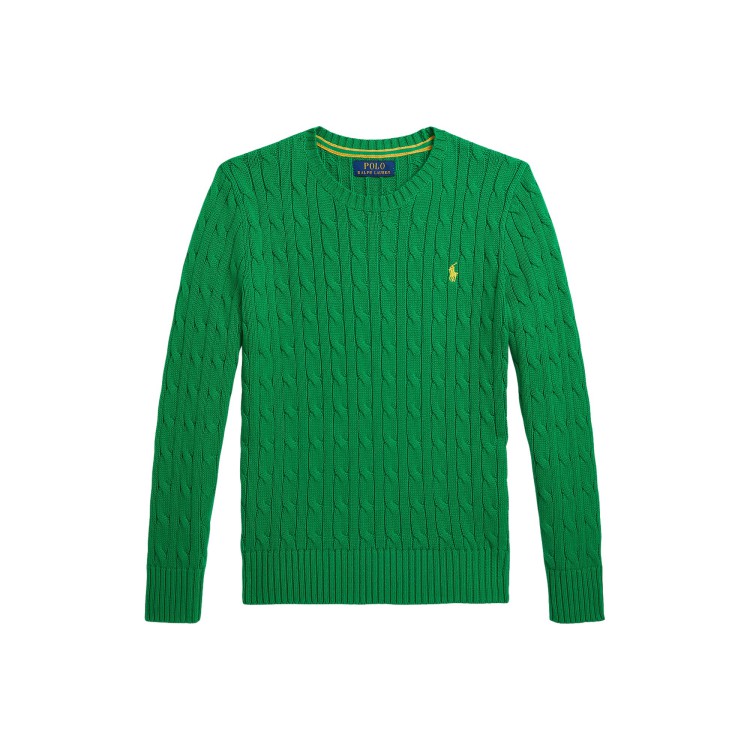 RALPH LAUREN Maglione verde a trecce bambini