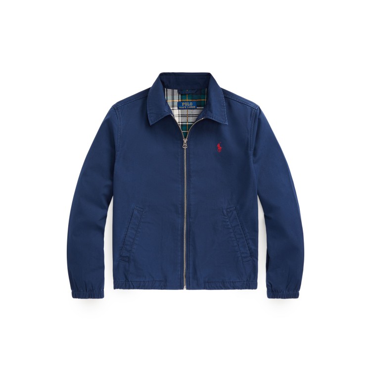 RALPH LAUREN Giacca blu navy in popeline bambino