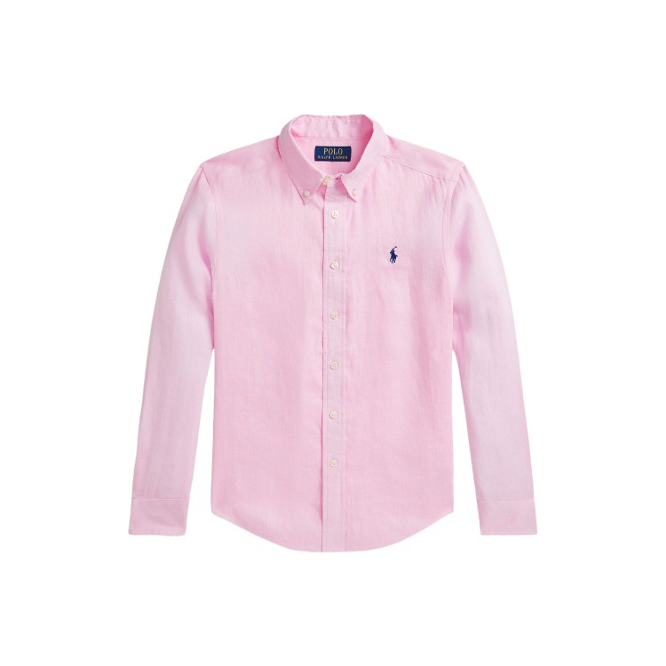 RALPH LAUREN Camicia rosa in lino bambini