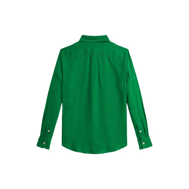 RALPH LAUREN Camicia verde in lino bambino
