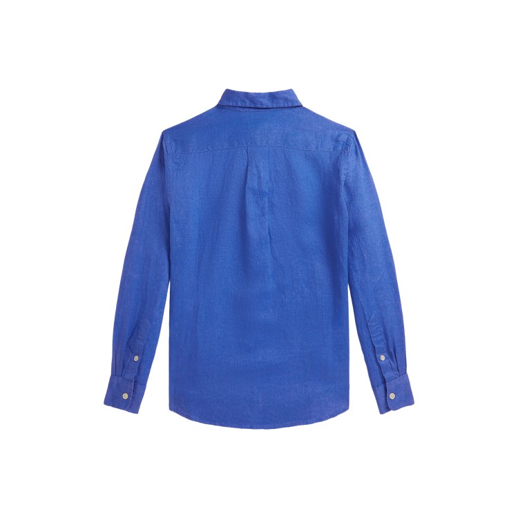 RALPH LAUREN Camicia azzurra in lino bambino