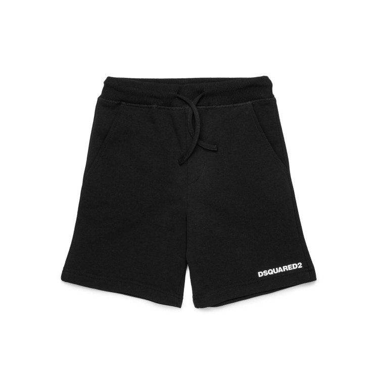 DSQUARED Shorts neri in felpa con logo bambino