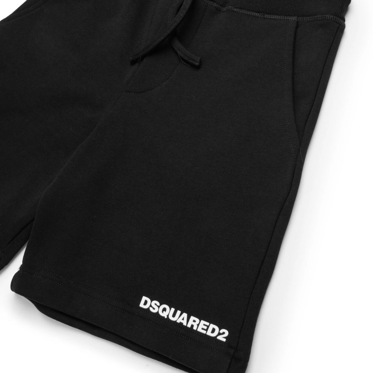 DSQUARED Shorts neri in felpa con logo bambino
