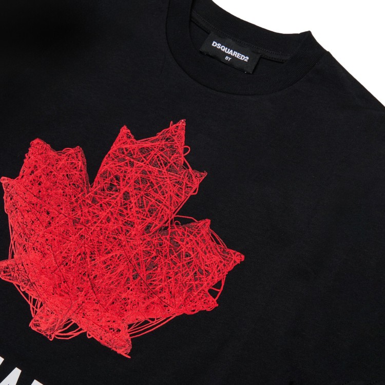 DSQUARED T-shirt nera con stampa logo bambino