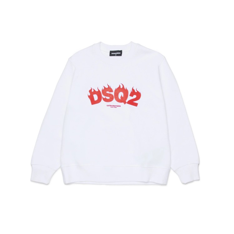 DSQUARED Felpa bianca con logo rosso bambino
