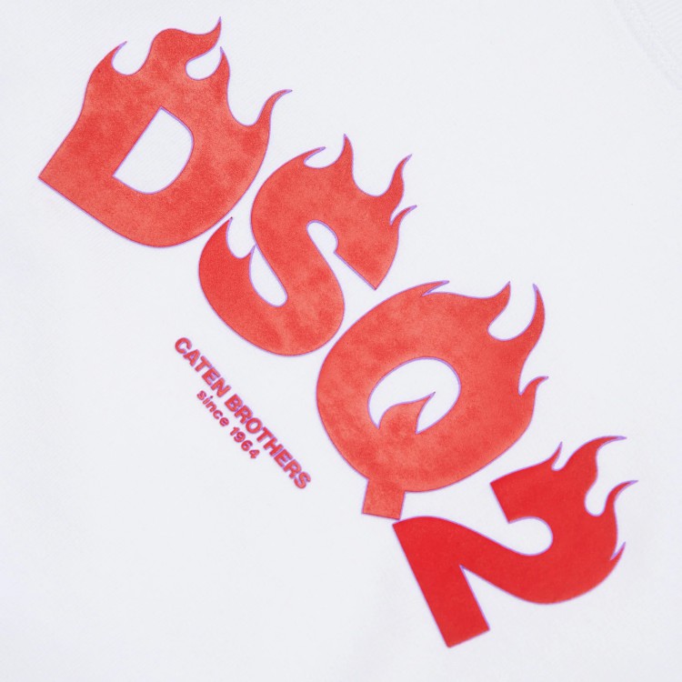 DSQUARED Felpa bianca con logo rosso bambino