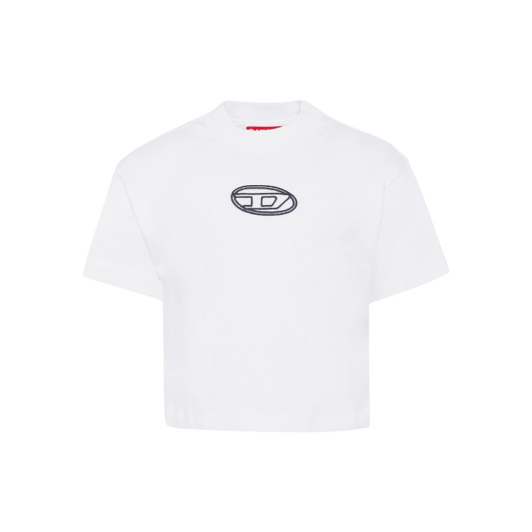 DIESEL T-shirt bianca cropped con logo bambina