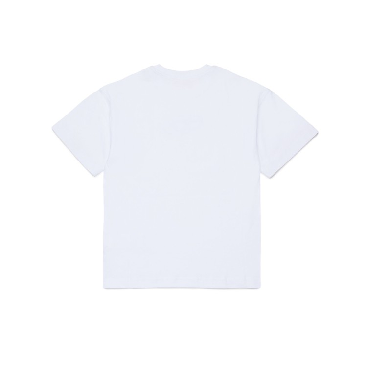 DIESEL T-shirt bianca con logo denim bambini