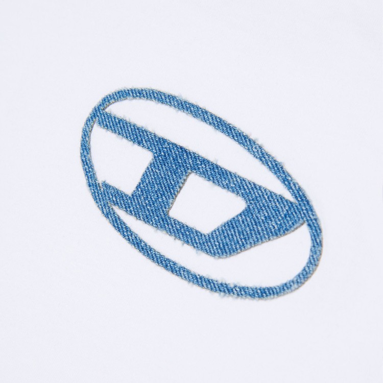 DIESEL T-shirt bianca con logo denim bambini