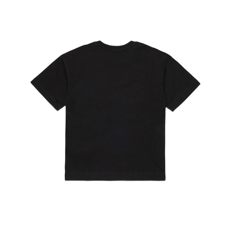 DIESEL T-shirt nera con logo denim bambini