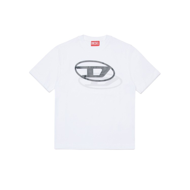 DIESEL T-shirt bianca con logo stampato bambini