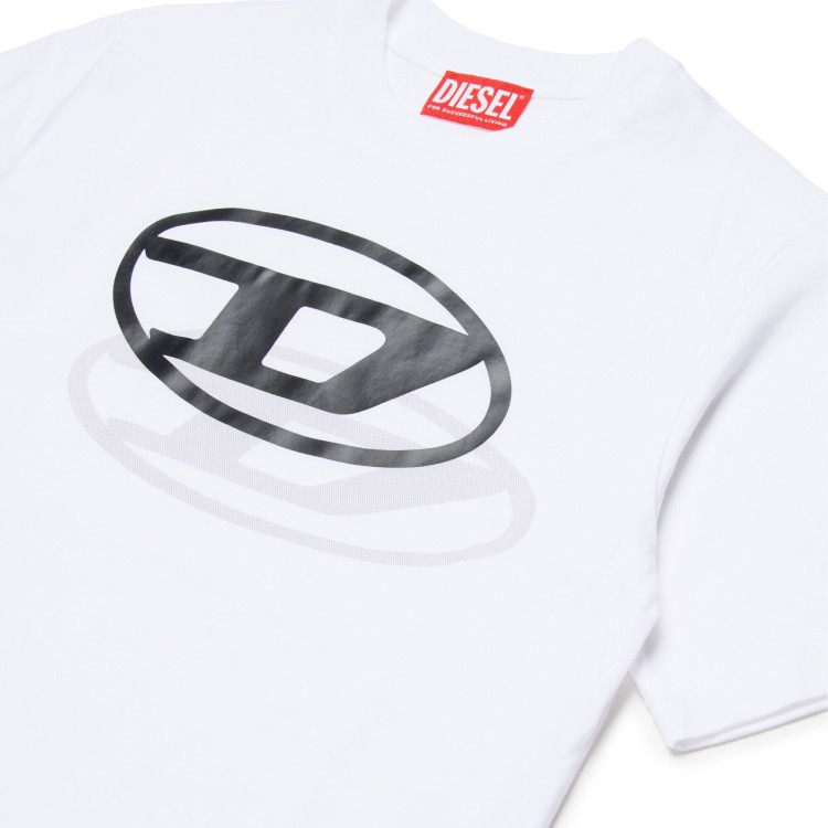 DIESEL T-shirt bianca con logo stampato bambini