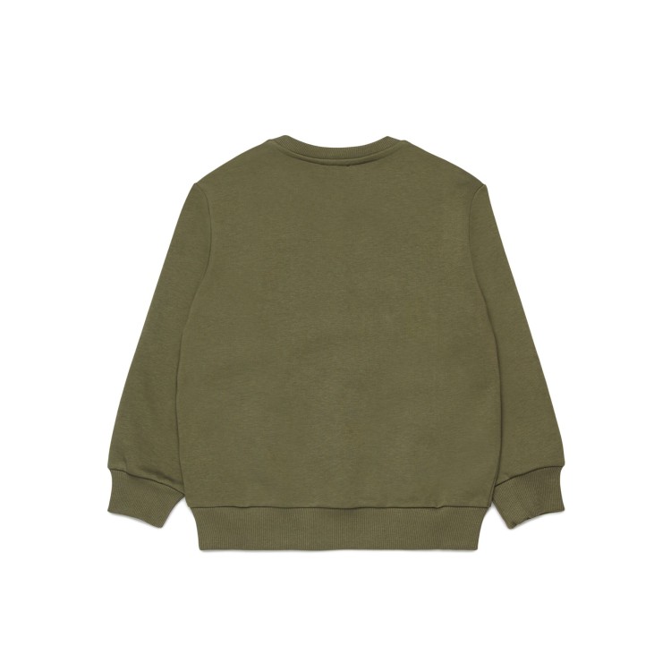 DIESEL Felpa verde oliva con logo rosso bambini