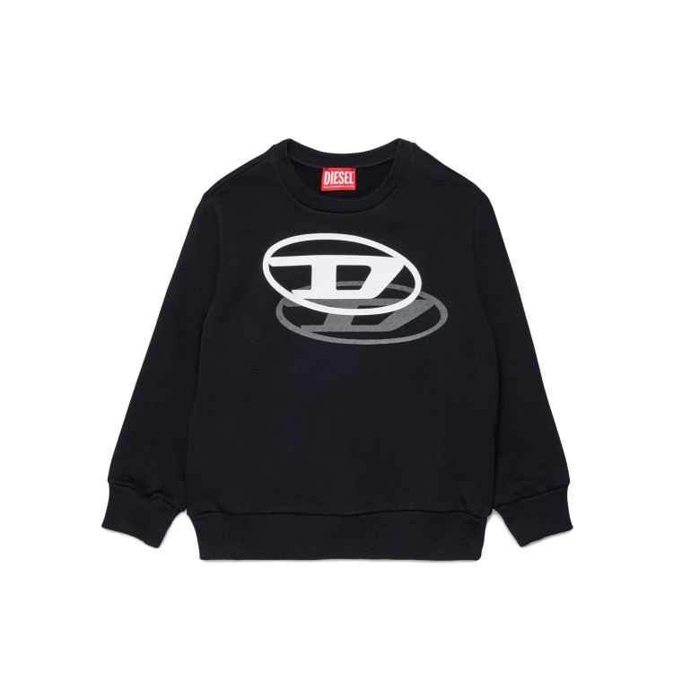 DIESEL Felpa nera con logo bianco bambini