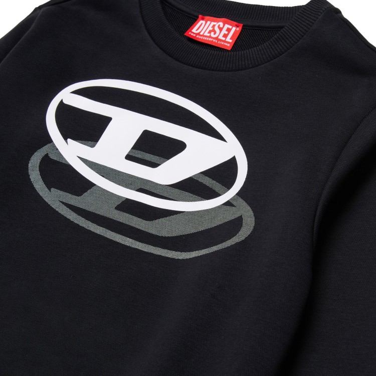 DIESEL Felpa nera con logo bianco bambini
