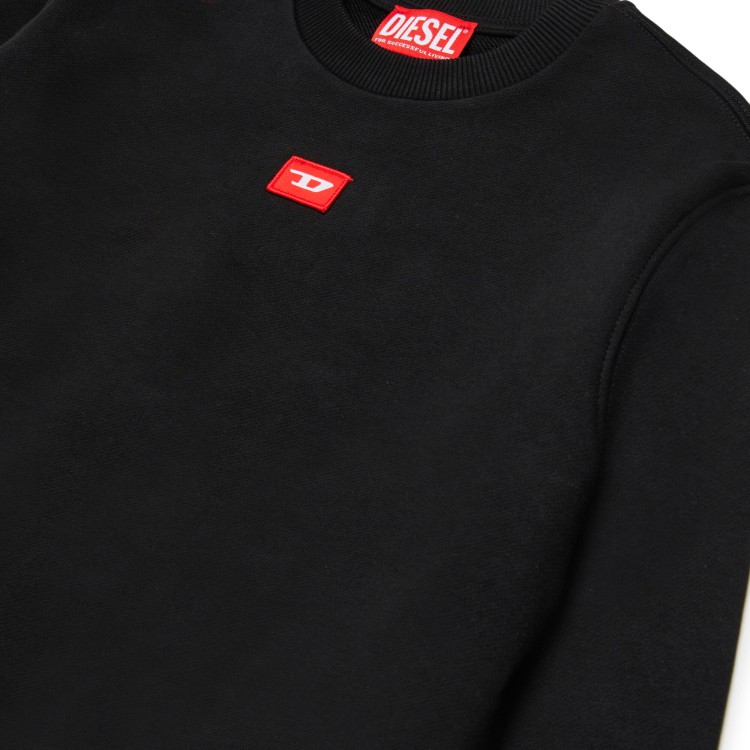 DIESEL Felpa nera con patch logo bambini