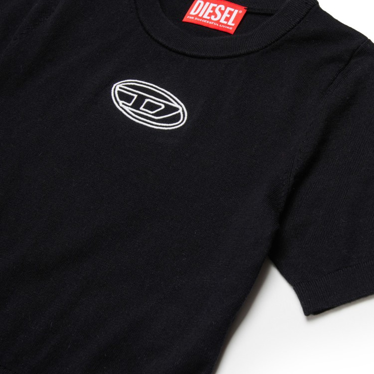 DIESEL Maglia nera cropped con logo bambina