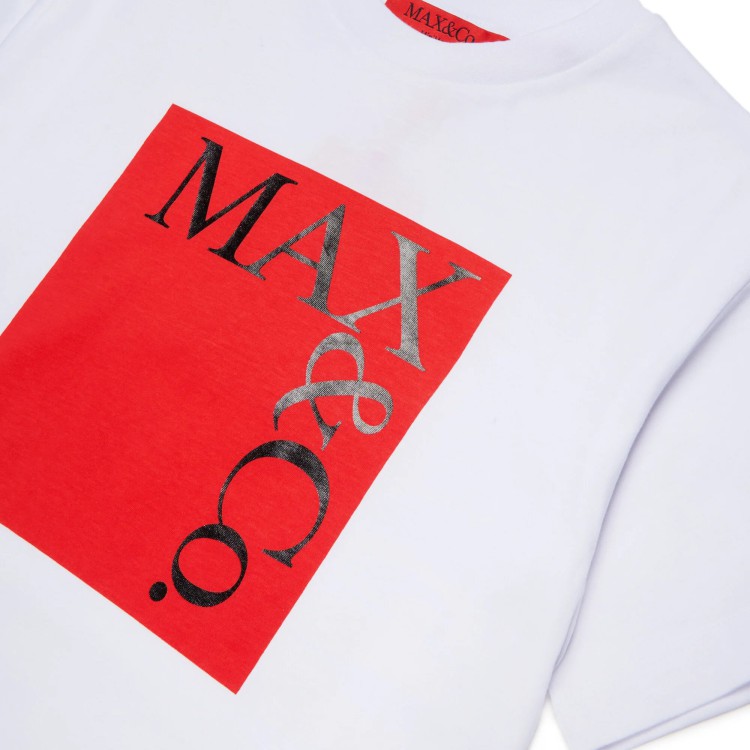 MAX&CO T-shirt bianca logo rosso bambina