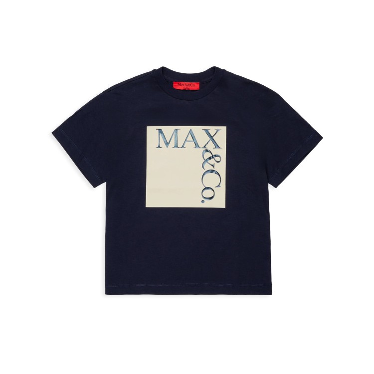 MAX&CO T-shirt blu navy logo crema bambina