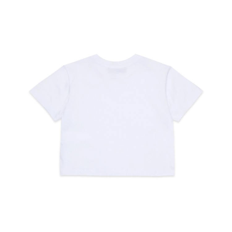 MAX&CO T-shirt bianca cropped con logo bambina