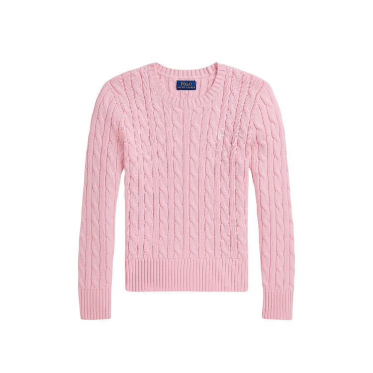 RALPH LAUREN Maglia rosa in cotone a trecce bambina
