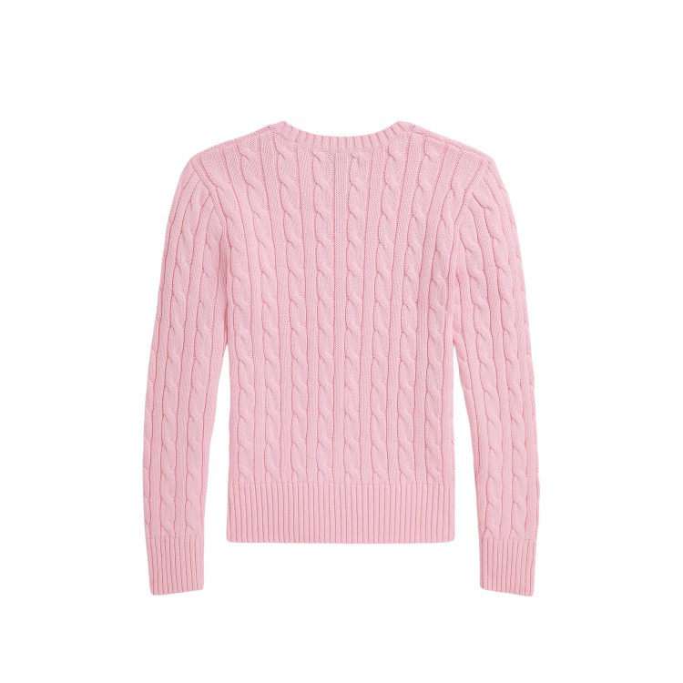 RALPH LAUREN Maglia rosa in cotone a trecce bambina