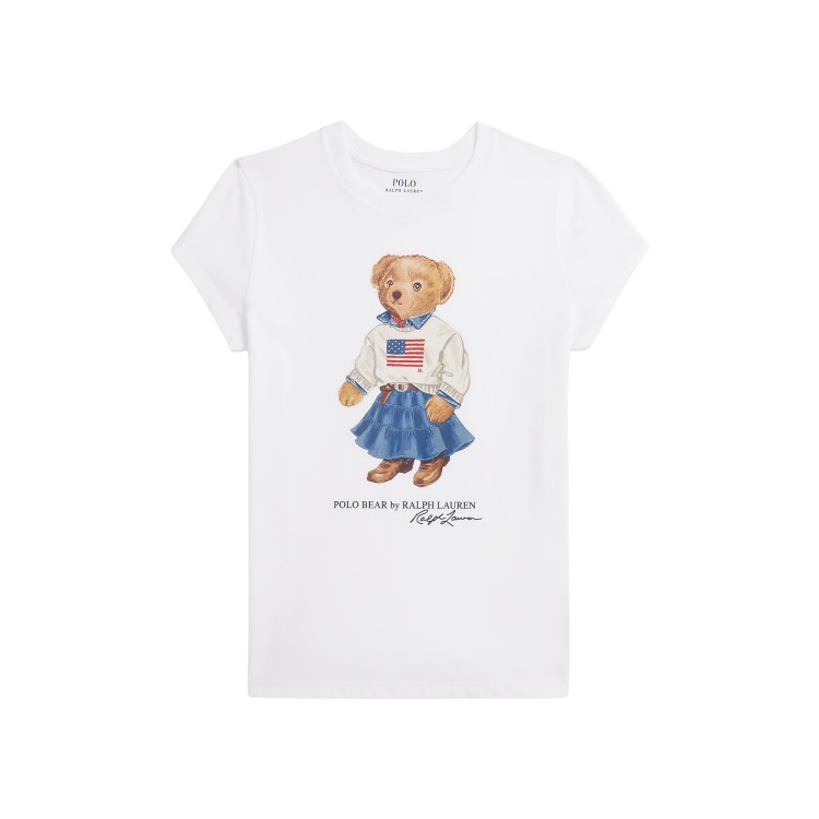 RALPH LAUREN T-shirt bianca Polo Bear bambina