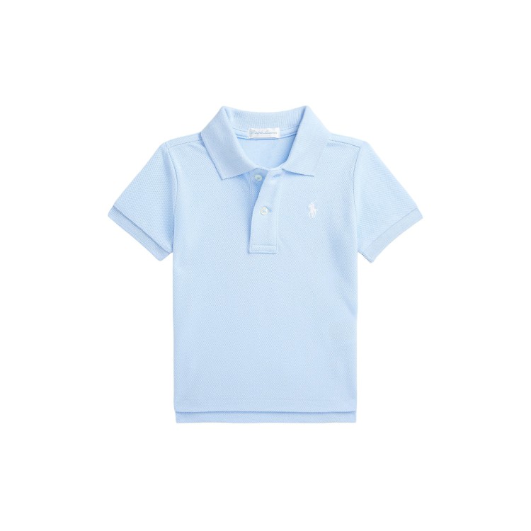 RALPH LAUREN Polo celeste in piqué neonato