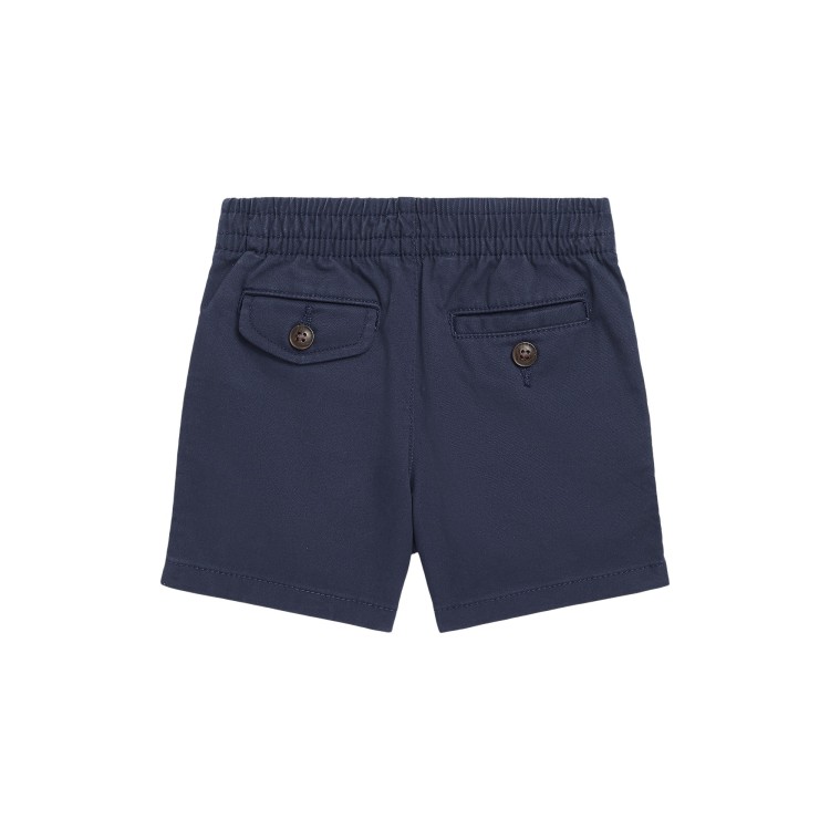 RALPH LAUREN Shorts blu navy con Pony rosso neonato