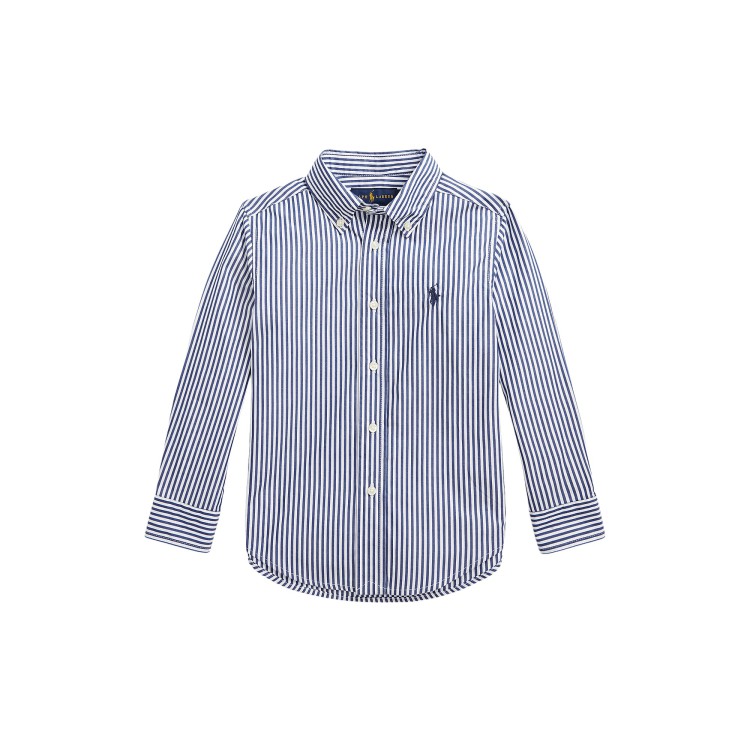 RALPH LAUREN Camicia in popeline a righe navy bambino