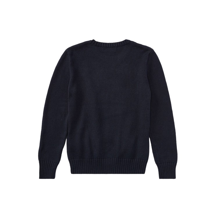 RALPH LAUREN Maglia blu navy in cotone Polo Bear bambini