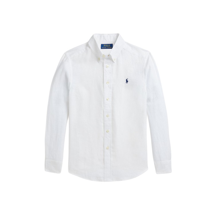 RALPH LAUREN Camicia bianca in lino bambini